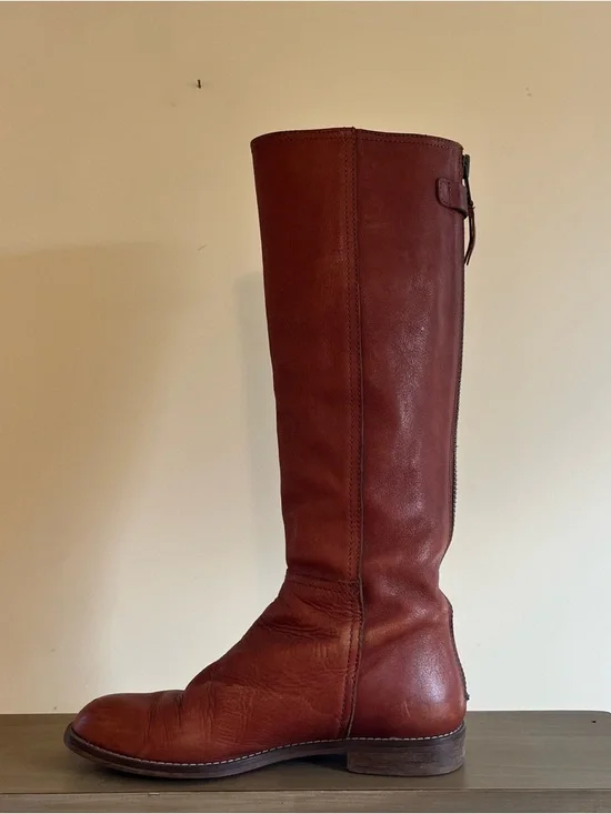 Madewell Tall Leather Equestrian Style Boots in Warm Chestnut - Picture 7 of 11